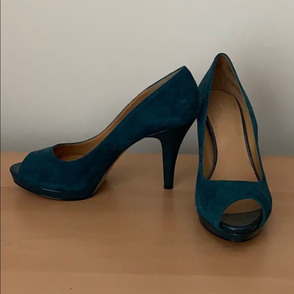 Nine West Peep Toe Suede Heels - Picture 2 of 3
